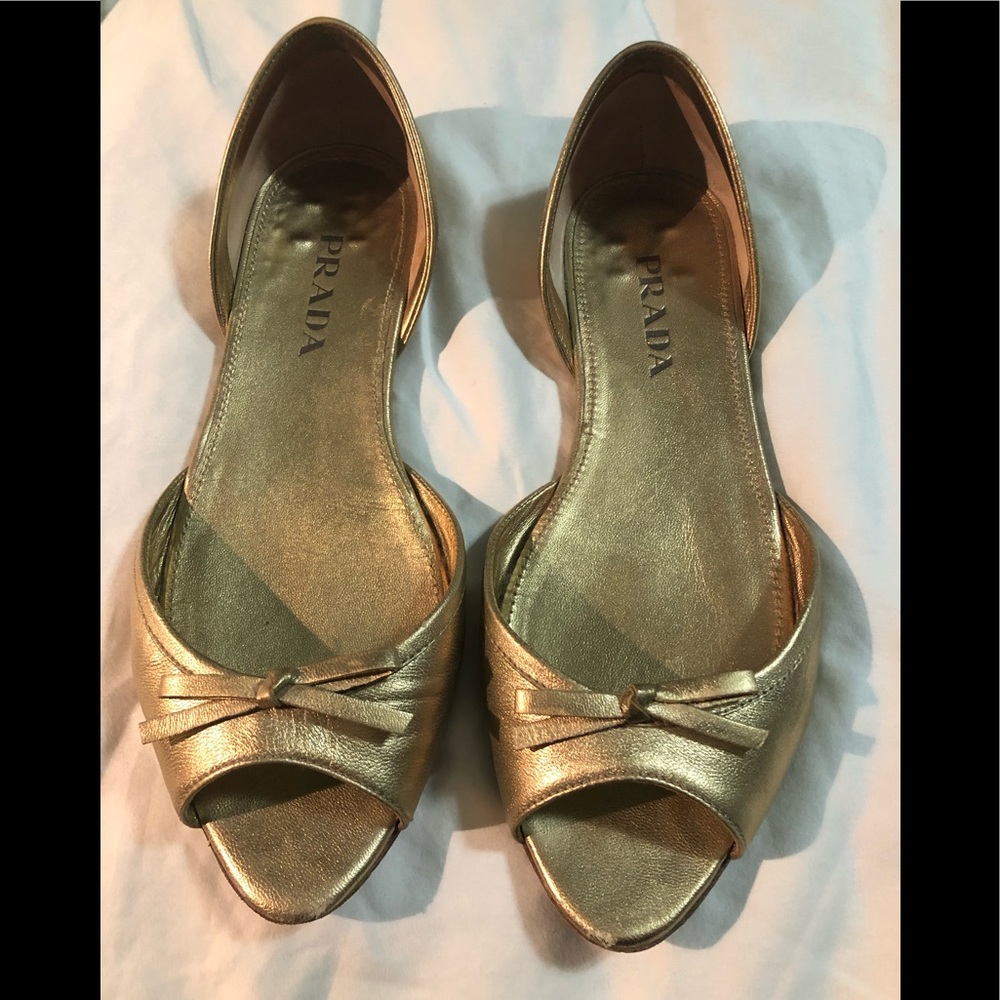 Prada gold flats